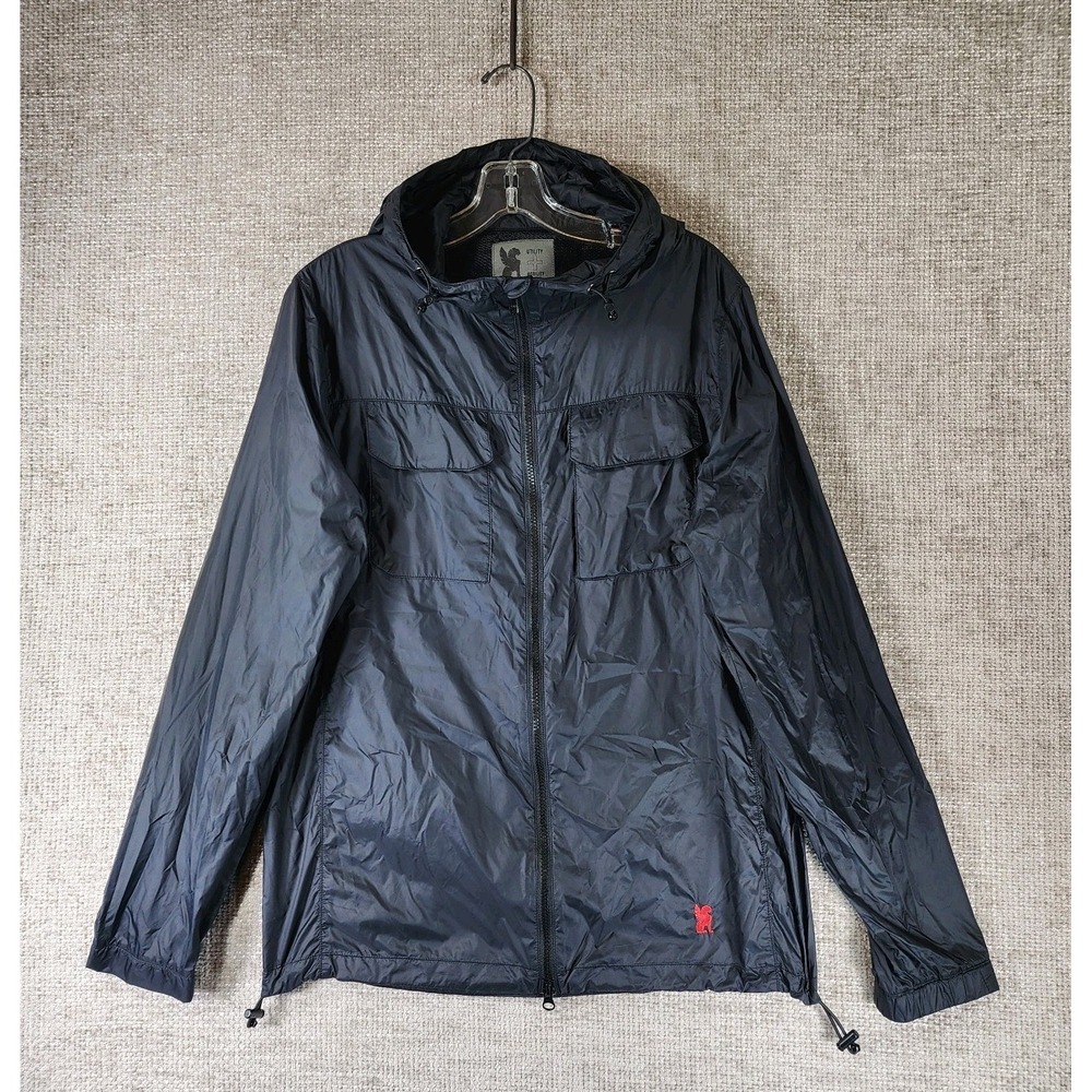 Chrome Hooded Windbreaker Jacket Mens M Black Cycling Packable Lightweight